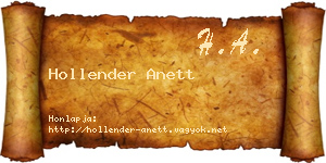 Hollender Anett névjegykártya